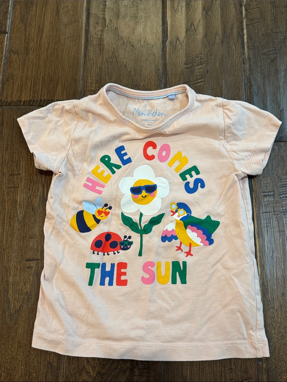 Mini Boden Light Pink 'Here Comes The Sun' Graphic Tee